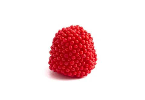 Red Raspberry Gummy Candy Isolated on a White Background Stock Photos