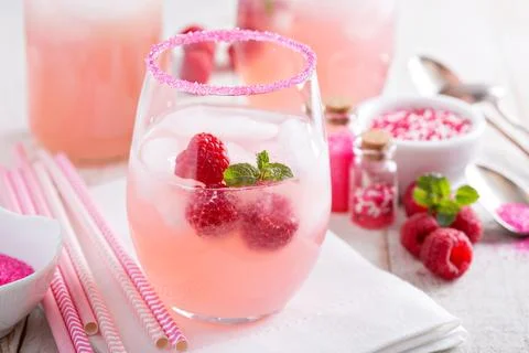 Red raspberry lemonade Stock Photos