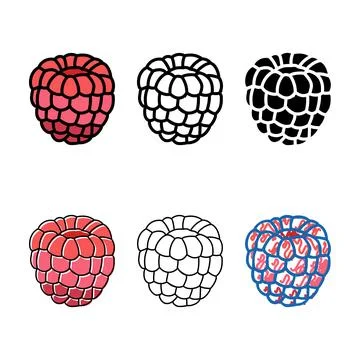Red raspberry ripe fruit color icon multistyle vector Stock Illustration