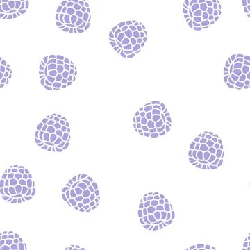 Red raspberry ripe fruit glyph seamless pattern Stock Illustration