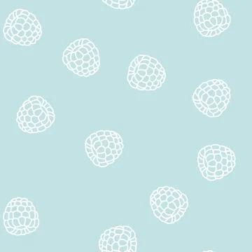 Red raspberry ripe fruit line seamless pattern Stock Illustration