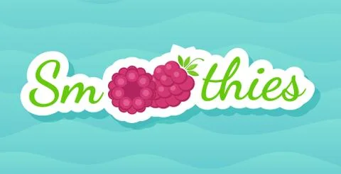 Red raspberry smoothie drink label vector logo Stock Illustration