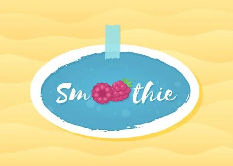Red raspberry smoothie drink sticker illustration Illustrazione stock