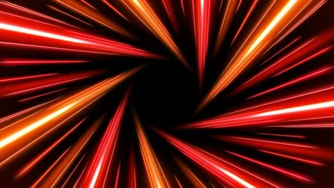 Red Rays Zoom in Motion Effect, Swirl Light Color Trails, Vector Illustration Illustrazione stock