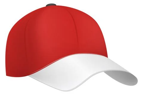 Red realistic cap. Blank baseball hat mockup Stock Illustration