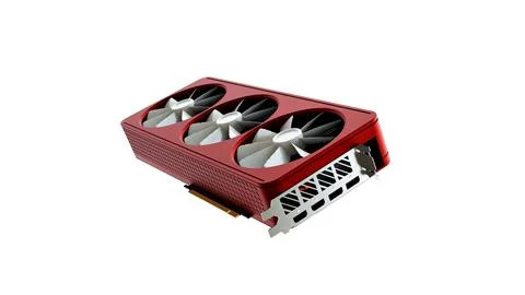 Red Realistic Computer Graphic Video Card. Isolated On White Background. Stock Illustration