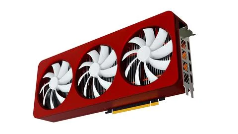 Red Realistic Computer Graphic Video Card. Isolated On White Background. イラスト素材