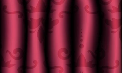 Red realistic curtain with a pattern. Vector illustration. Stock Illustration