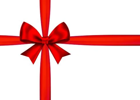 Red realistic gift bow with horizontal  ribbon. Stock Illustration