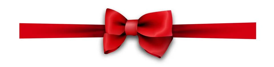 Red realistic silk bows. Elements for festive decoration of boxes and cards Stock Illustration