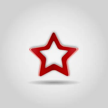 Red realistic star on gray background. Web icon, sign. Vector illustration. Stock Illustration