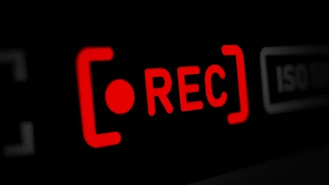 Red REC (Record) Label of Camera Interface on Monitor Screen. Stock Footage 117452223