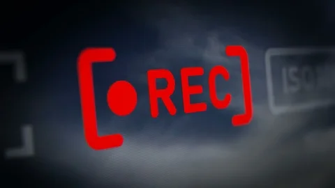 Red REC (Record) Label of Camera Interface on Camera Monitor Screen Stock Footage 117601141