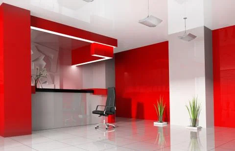 Red reception in modern hotel Stock Illustration