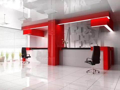 Red reception in modern hotel Stock Illustration
