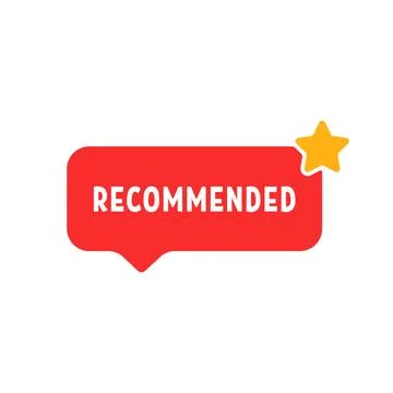 Red recommended speech bubble with star Stock Illustration