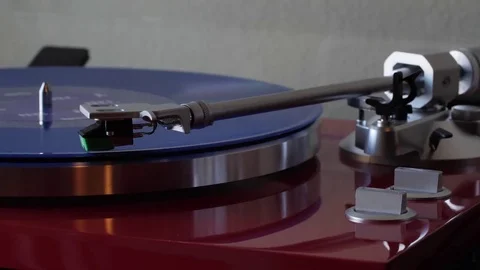 Red Record Player Blue LP Stock Footage 82463336