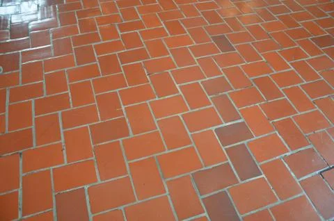 Red rectangle brick tile floor or ground Stock Photos