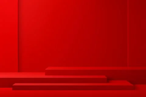 Red rectangle chinese podium stage and stand Stock Illustration