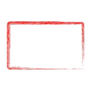 Red rectangle crayon frame, simple hand draw sketch at white background Stock Illustration