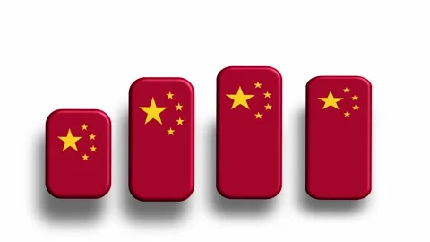 Red rectangular blocks displaying golden Chinese national symbols 스톡 동영상 321865780