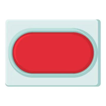 Red rectangular button icon, cartoon style Stock Illustration