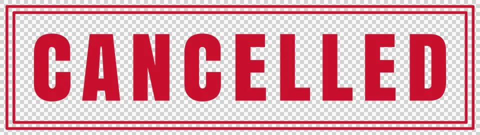 Red Rectangular CANCELLED Stamp Badge Isolated on Transparent Background Stock Illustration