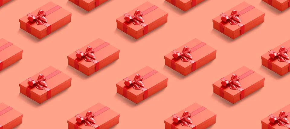 Red rectangular christmas gift box pattern seamless mockup Stock Illustration