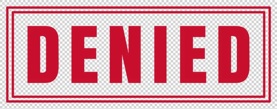 Red Rectangular DENIED Stamp Badge Isolated on Transparent Background Stock Illustration