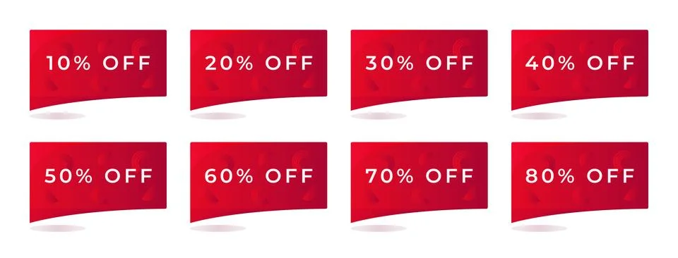 Red rectangular discount banner Stock Illustration