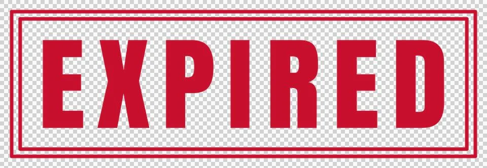 Red Rectangular EXPIRED Stamp Badge Isolated on Transparent Background Stock Illustration