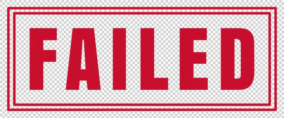 Red Rectangular FAILED Stamp Badge Isolated on Transparent Background Stock Illustration