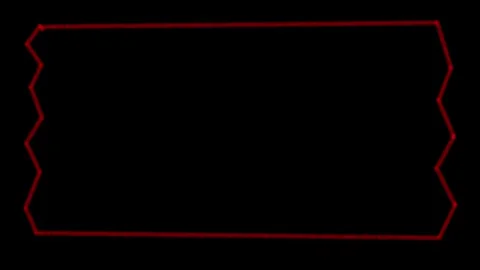 Red rectangular frame on a black background with jagged torn edges, Stop mo.. Stock Footage 323571276