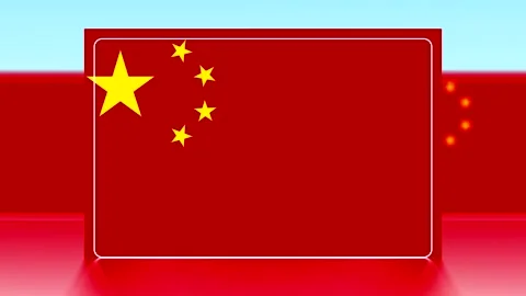 A red rectangular frame featuring the yellow star design of the Chinese nat.. Video stock 343642474