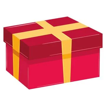 Red rectangular gift box with golden ribbon design Vector イラスト素材