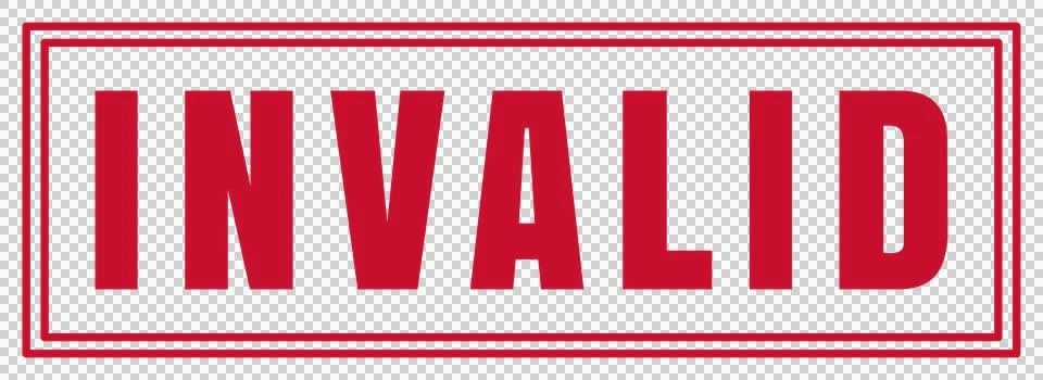 Red Rectangular INVALID Stamp Badge Isolated on Transparent Background Stock Illustration