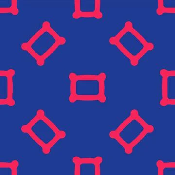 Red Rectangular pillow icon isolated seamless pattern on blue background 스톡 일러스트
