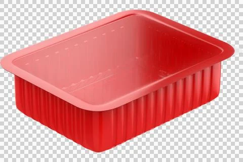 Red rectangular plastic food container with lid Stock Illustration