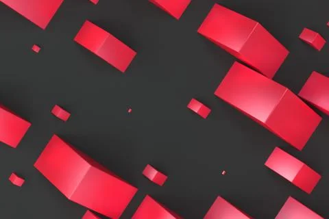 Red rectangular shapes of random size on black background Stock Illustration