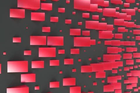 Red rectangular shapes of random size on black background Stock Illustration