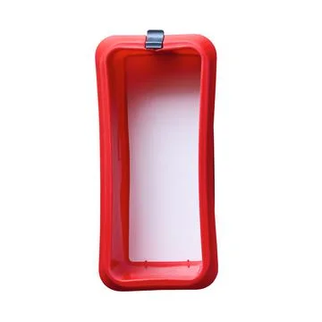Red rectangular silicone mold with ceramic bottom insulated on white backgrou Stock Photos