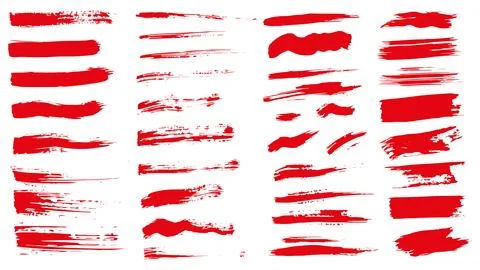 Red rectangular strokes drawn with wide brush of different sizes Stock Illustration