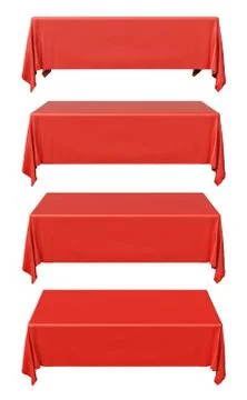 Red rectangular tablecloth front view set Stock Photos