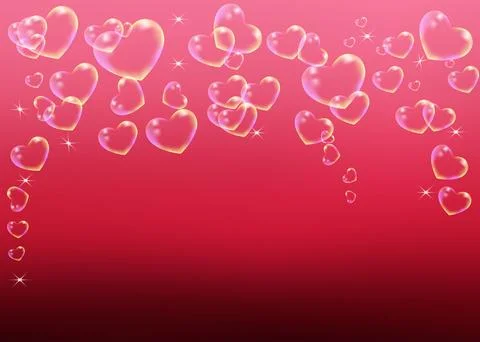 Red rectangular Valentine's background with glittering hearts, illustration.. Stock Illustration