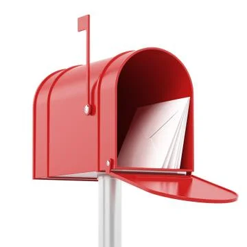 Red red mailbox with mails 库存插图