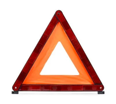 Red reflecting traffic warning triangle Stock Photos