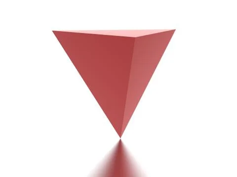 Red reflection pyramid rendered on white background Stock Illustration