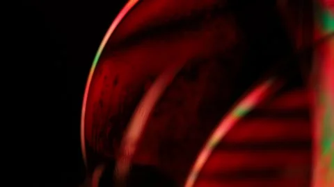 Red reflections of liquid in macro, dark horror background, red sphere Stock Footage 280778532