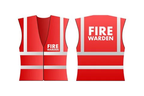 Red reflective warden fire vest for people. Security safety. Vector stock Stock Illustration