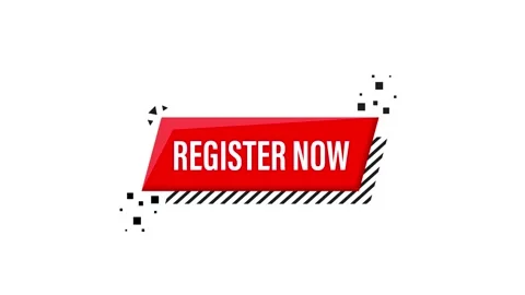 Red register now label in modern style on white background. Banner promotion 動画素材 156582621